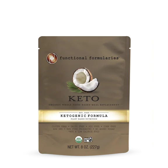 Functional Formularies Keto Organic Whole Food-Based Meal Replacement, Ketogenic Formula, 8 oz. Pouch, 24 Count