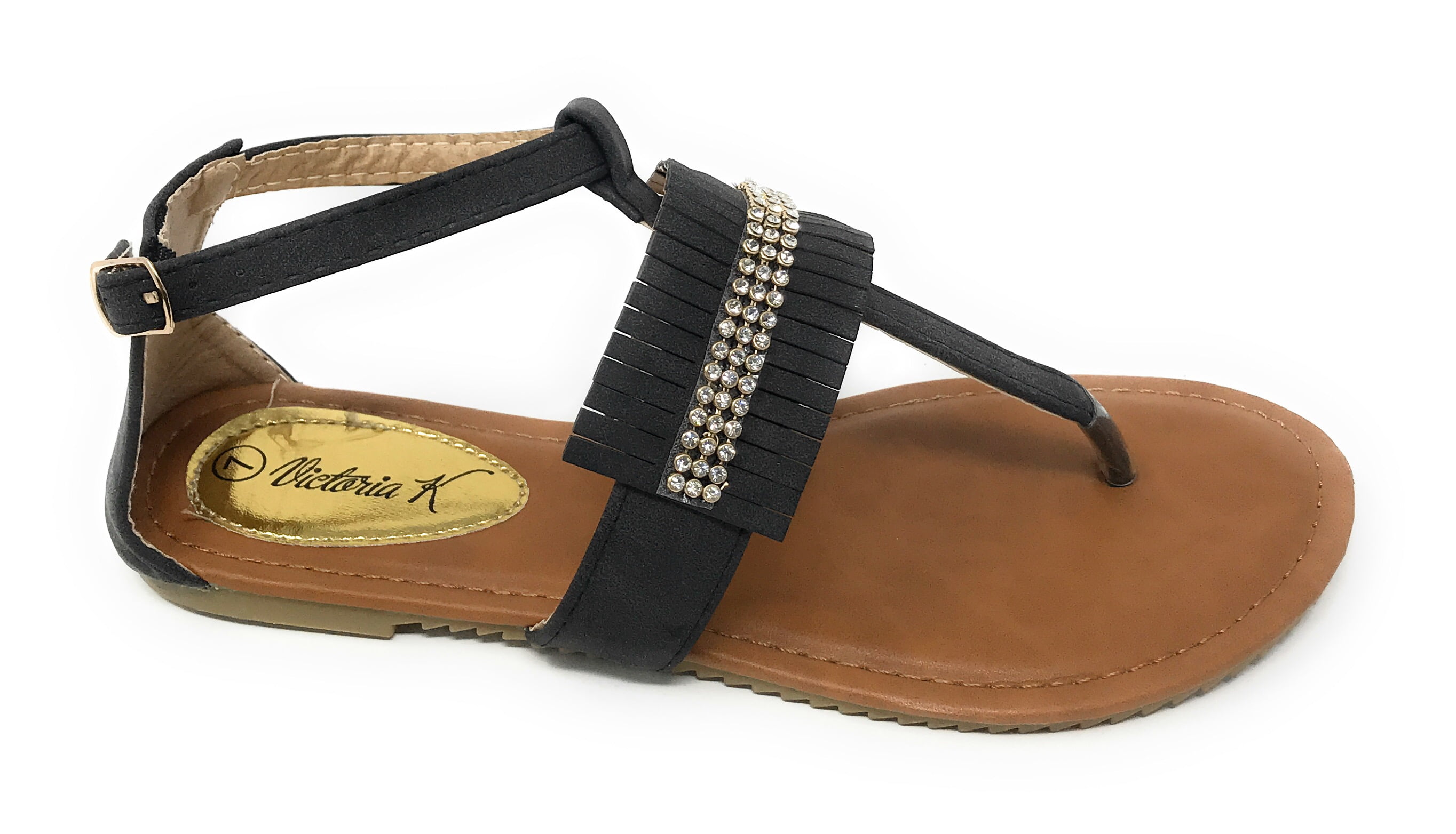 Victoria K Women's Fringed and Rhinestone Sandals