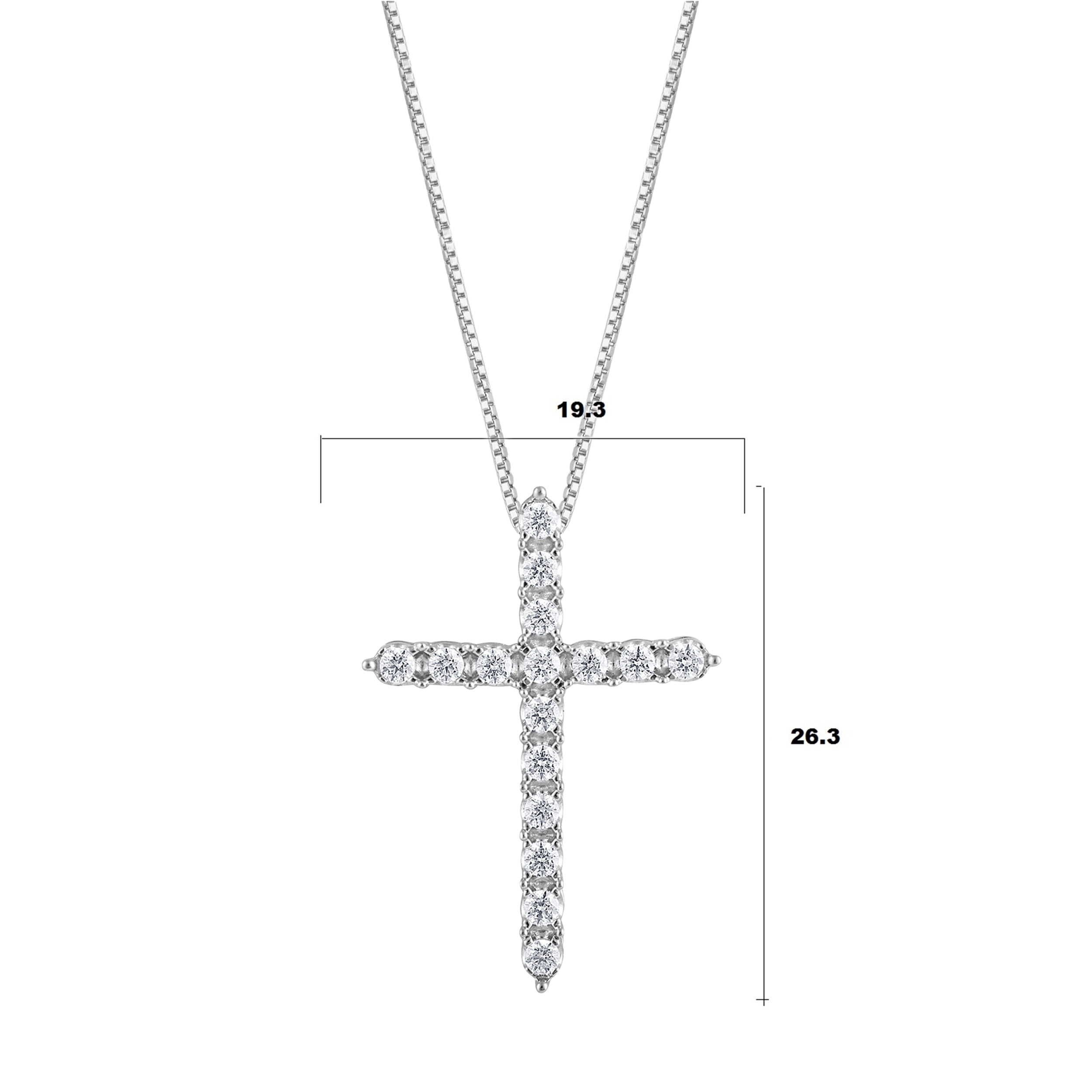 Unique Moments 1/2 Ct Lab Grown Diamond Cross Pendant Necklace in Silver for Women (J-SI-I1)