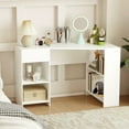 thumbnail image 3 of Resenkos 48-Inch L-Shaped Corner Executive Computer Desk with Built-In Storage Drawer - White, 3 of 8
