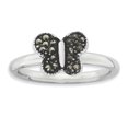 thumbnail image 1 of 925 Argent Sterling Marcassite Papillon Bague Empilable Pierre Précieuse, 1 of 7