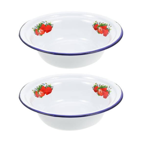 2pcs Retro Style Enameled Bowls Soup Bowls Vintage Style Bowls for Home