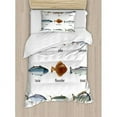 thumbnail image 3 of Ocean Animal Decor Queen Size Duvet Cover Set, Group of Fish with Perch Tuna Pike Flounder Mackerel Trout Aquatic Artwork, Decorative 3 Piece Bedding Set with 2 Pillow Shams, Multi, by Ambesonne, 3 of 3