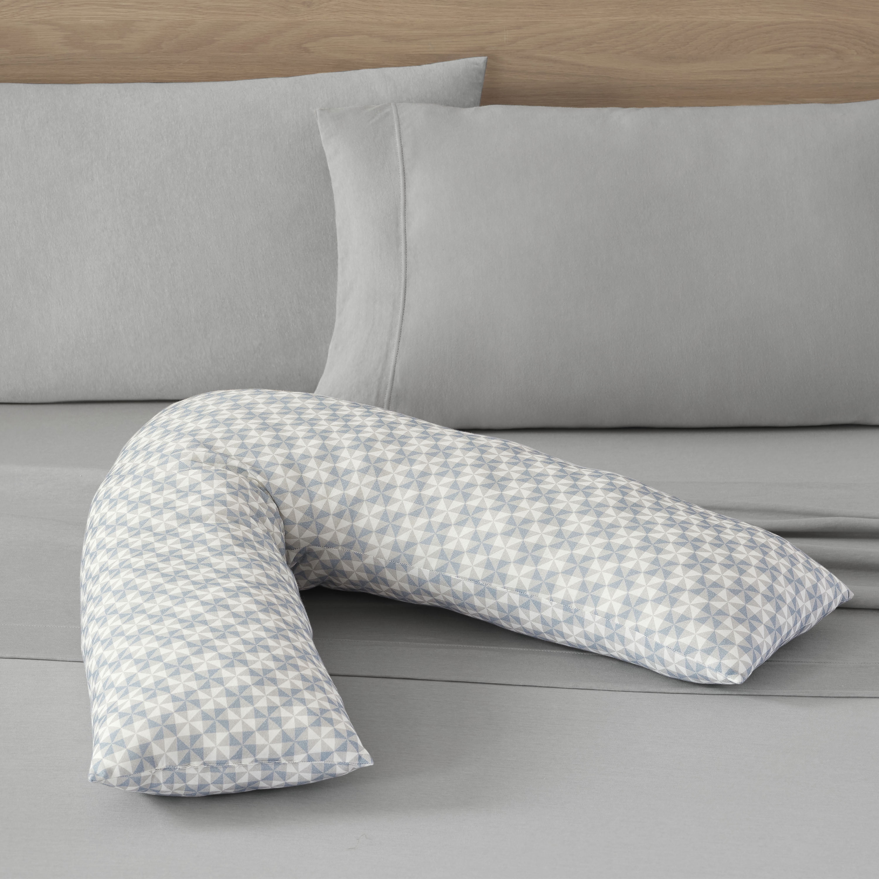 Vellux Heathered Jersey Knit Noma Everything Pillow, Blue