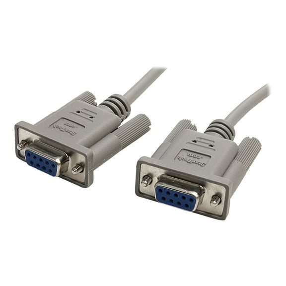 StarTech 10' Serial Null Modem Cable with 9 Pin D-Sub DB9 Female Connectors, Gray