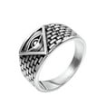 thumbnail image 2 of K-KED Vintage Egyptian Pyramids God Eye Ring Stainless Steel Men's Masonic Biker Ring-13, 2 of 6