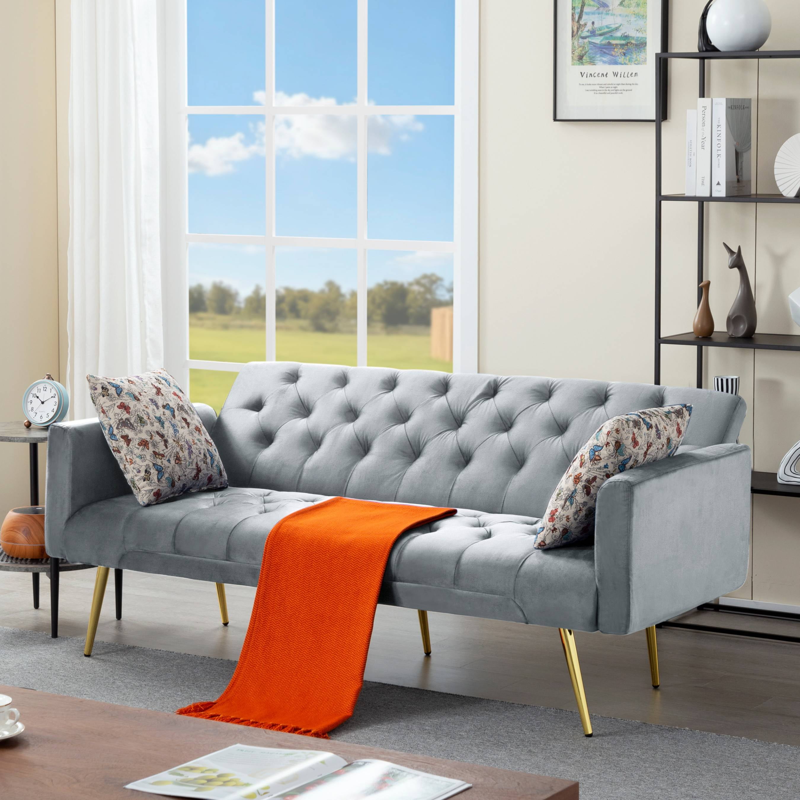 BSHTI 68 inch Modern Futon Sofa Bed, Modern Converted Sofa Bed Couch ,Functioning Futon Sleeper Sofa for Livingroom