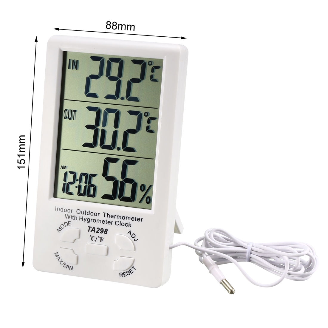 Black Round Shape Digital Temperature Humidity Meters Gauge Indoor