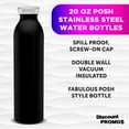 thumbnail image 3 of Posh Stainless Steel Water Bottles 20 oz. Set of 6, Bulk Pack - Double Wall, Perfect for Coffee, Soda, Other Hot & Cold Beverages - Black, 3 of 5