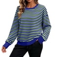 thumbnail image 2 of Horkkom Sweatshirt for Women Crewneck Striped Print Pullover Sweatshirts Casual Loose Comfy Sweat Shirts L, 2 of 9