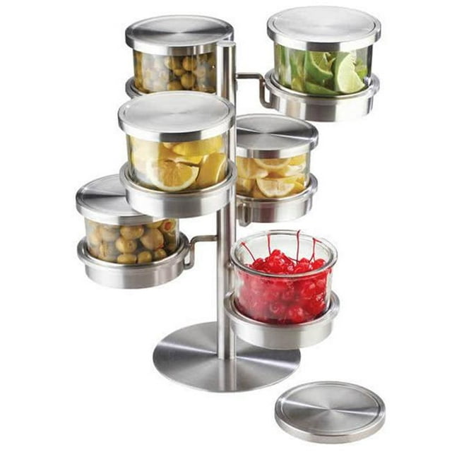 Cal Mil 1858-4-55 Couvercle en Acier Inoxydable Pivotant à 6 Niveaux - Argent