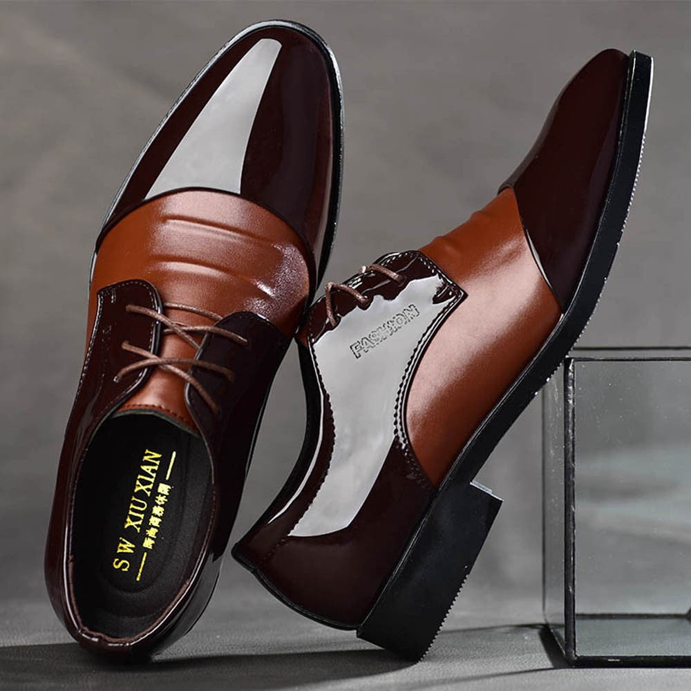 Men Business Leather Shoes Casual Pointed Toe Lace Shoe Male Suit Shoes,2019 New 