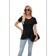 thumbnail image 3 of Blusas Lisas de Cuello Redondo y Corta para Mujer, 2025, Nuevas Blusas Holgadas de Verano, Lindas, Negras, Talla M, 3 of 9