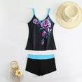 thumbnail image 3 of Busydd Plus Size Tankini Swimsuits for Women S-5XL Trendy Floral Print Bathing Suits Round Neck Two Piece Swimsuit for Women with Boyshorts, 3 of 7