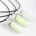 thumbnail image 6 of harmtty Luminous Black Rope Women Necklace Faux Moonstone Natural Hexagonal Stone Wire Wrapped Pendant Necklace,1, 6 of 8
