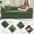 thumbnail image 3 of Timbernest 78" Sofa Bed, Convertible Sleeper Sofa with 2 Pillows, 3-Seat Floor Sofa for Living Room, No Assembly Sofa Cama, Olive Green, 3 of 10