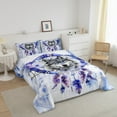 thumbnail image 3 of 3D Wolf Twin Comforter Set Boho Dreamcatcher Bedding Set Twin,Jungle Animal Bedding Comforter Sets Purple Watercolor Duvet Set,Oil Painting Aesthetic Quilted Comforter, 3 of 7