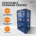 thumbnail image 2 of Juggernaut Storage: Milk Crate 3pk - 24 Qt, Blue - Multi-Purpose Storage Solution, Stackable Organization, Heavy-Duty Plastic Bins, Built-In Handles, 2 of 12