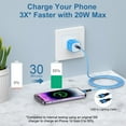 thumbnail image 3 of Compatible for iPhone USB C Charger Block, PD 20W Type C Block Charger Plug with 6FT Charging Cable, USB C Brick Cube Wall Charger Adapter Fast Charger Station Compatible for iPhone, Blue, 3 of 6