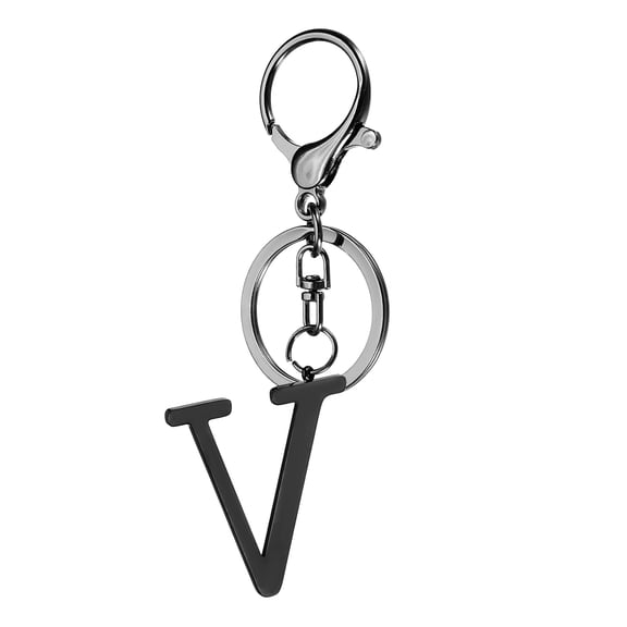 Uxcell Initial Letter Keychain, 1PCS Key Chain Stainless Steel, Black ( Letter V)