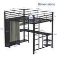 thumbnail image 5 of Ktaxon Queen Loft Bed with Wardrobe, Bunk Bed Frame with Desk and LED Light, Black, 5 of 7