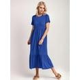 thumbnail image 4 of Weardear Women's Flowy Tiered Maxi Beach Dress with Pockets Summer Casual Short Sleeve Crewneck Swing Dress, 4 of 8