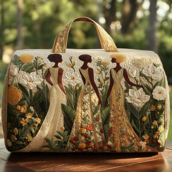 Golden Queens Quilt Duffle Bag with Adjustable Strap,Travel Weekender Bag