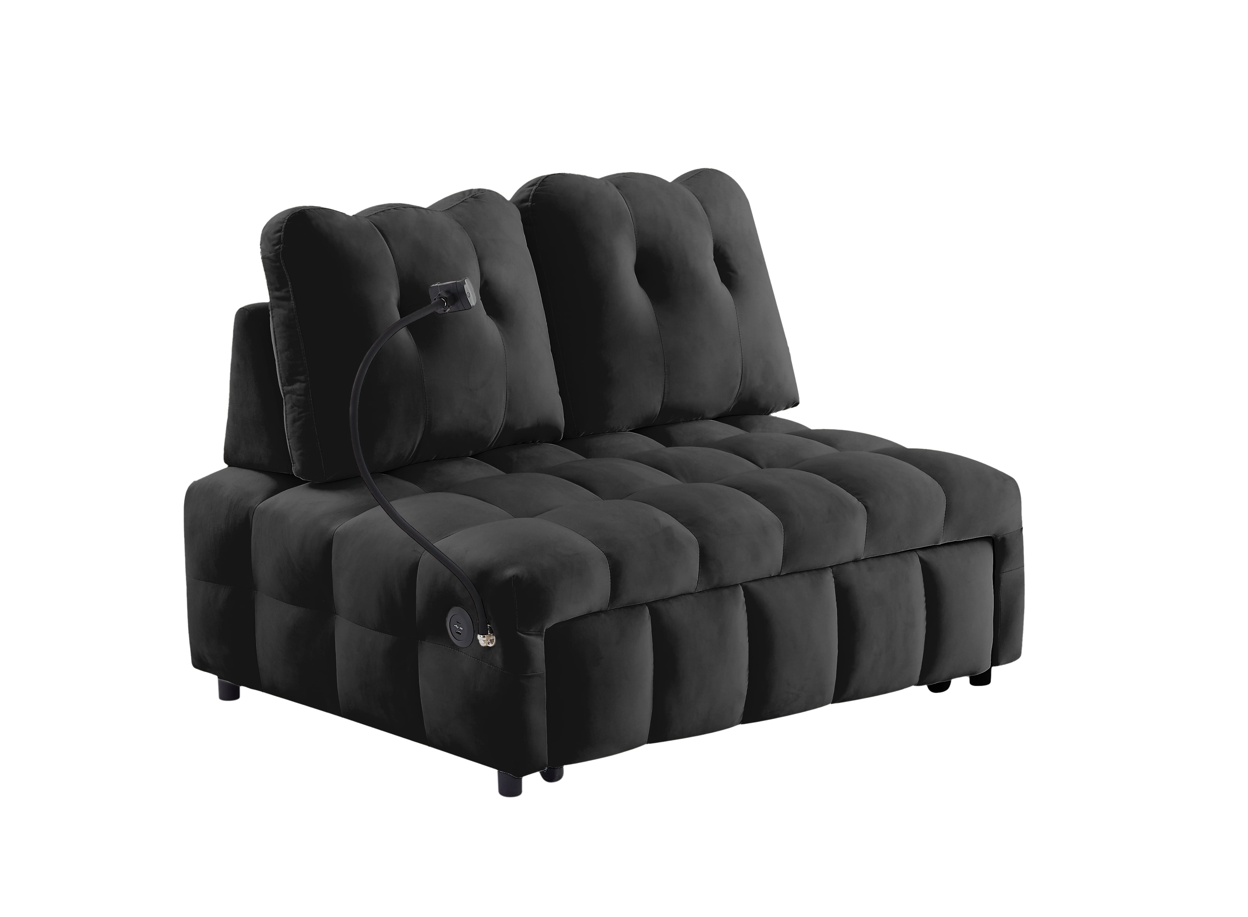 Lunale 3 in 1 Convertible Sofa Bed, Modern Sofa With With Usb Port,Black