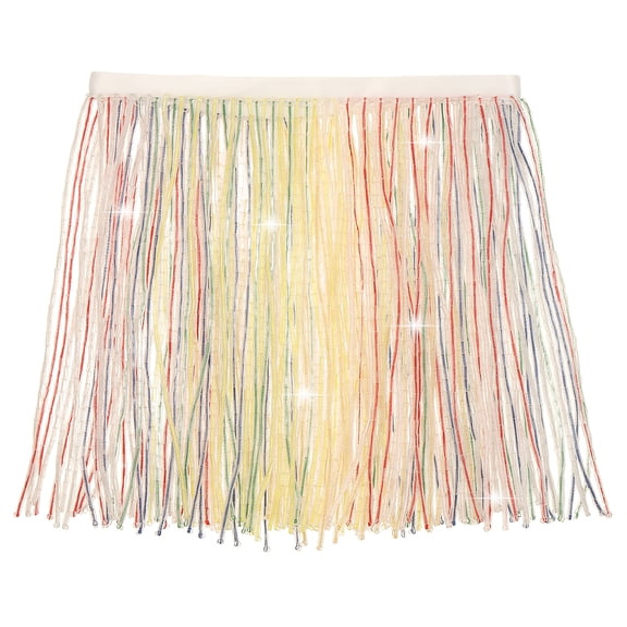Uxcell 1 Yard Beaded Fringe Trim, 6 Inch Wide Glass Beads Trim Tassels Ribbon Fringe for Dress Clothing Accessories DIY Crafts Home Decoration, Multicolor