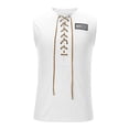 thumbnail image 5 of Men's Tank Tops Muscle Gym Tank Top Fashionable Men's V neck Lace Up Printed Embroidered Sleeveless Top Summer Workout Gym Shirts, 5 of 7