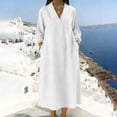 thumbnail image 5 of BUIGTTKLOP Cotton Linen Summer Dresses for Women 3/4 Sleeve Maxi Dresses Casual V Neck A Line Flowy Long Dresses Beach Vacation Clothes, 5 of 6