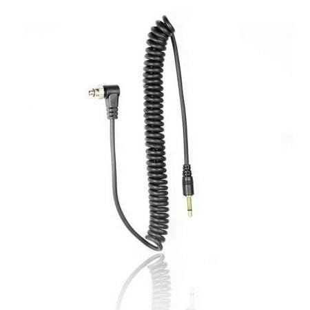 Foto&Tech 3.5 mm to Male Flash PC Sync Cable 14-Inch Coiled Cord with Screw Lock Suitable for Nikon Canon and most DSLR cameras Pocketwizard Miniphone PC1 (1 PC)