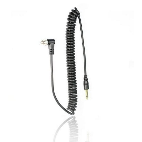 Foto&Tech 3.5 mm to Male Flash PC Sync Cable 14-Inch Coiled Cord with Screw Lock Suitable for Nikon, Canon, and most DSLR cameras Pocketwizard Miniphone PC1 (1 PC)