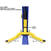Atlas Automotive Equipment 9KBPX 2-Post Lift/Hoist, Baseplate Style, 96 Minimum Ceiling Height, 9,000lb Capacity, Symmetric Arms, Dual Hydraulic Chain Drive Cylinders, For Low Ceiling Home Use