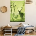 thumbnail image 2 of Antlers Decor Wall Hanging Tapestry, Male Deer On A Meadow With Trees And Crow Bird Woodland Mist Rural Green Country, Bedroom Living Room Dorm Accessories, 60 X 80 Inches, by Ambesonne, 2 of 5