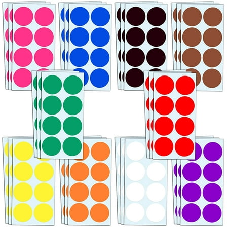 2" Round Large Colored Moving Stickers Labels - 10 Colors, Pack of 240