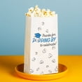 thumbnail image 3 of Big Dot of Happiness Blue Grad Thanks for Popping by Popcorn Bags, Royal Blue Graduation Party Favor Snack Treats, Free-Standing Individual White Paper Bags - 25 Count, 3 of 5