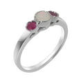 thumbnail image 1 of LBG British Made 14k White Gold Natural Opal & Ruby Womens Promise Ring - 33 size options - Size 9.5, 1 of 7