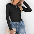 thumbnail image 3 of SOMER Long Sleeve Shirts for Women Long Sleeve, Slim Fit Crew Neck Stretchy Basic Tee Women’s Ribbed Top, Casual Solid Color Fall Winter Shirt, 3 of 7