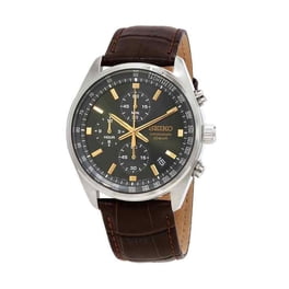 Seiko Men's Core Solar Gold Dial Gold Tone Brown Leather Watch