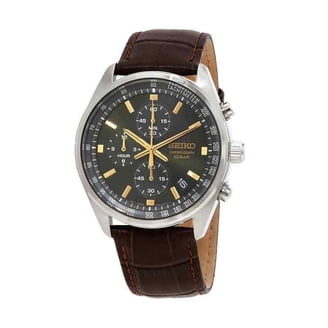 Seiko Men's Core Solar Gold Dial Gold Tone Brown Leather Watch