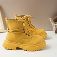 thumbnail image 4 of BOBOGOJP Girls Boots Fashion Ankle Boots for Girls with Low Heel Short Suede Booties with Bow for Toddler/Little Kids Yellow for Size 9, 4 of 6