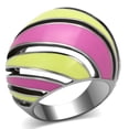 thumbnail image 1 of High polished (no plating) Stainless Steel Ring with Epoxy in Multi Color for Women Multi Color Stone Color Style TK803 Size 8, 1 of 4