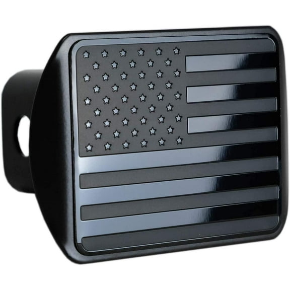 bparts American Black Flag Trailer Metal Hitch Cover Fits 2" Receivers (Black)