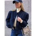 thumbnail image 2 of Chaqueta Bomber de manga larga para mujer, abrigos de carreras con bolsillo, prendas de vestir exteriores Vintage informales, Tops sólidos, nueva moda de primavera, 2 of 4