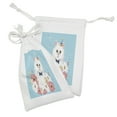 thumbnail image 2 of Cat Fabric Pouch Set of 2, Graphical Watercolor Style Fluffy Kitten with Flowers and a Party Hat, Small Drawstring Bag for Toiletries Masks and Favors, 9" x 6", Pale Blue and Multicolor, by Ambesonne, 2 of 2