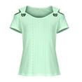 thumbnail image 4 of XIAfhje T-Shirts Women Summer Tunic Tops Casual Comfy Cold Shoulder Shirt V Neck Short Sleeve Blouse Tops Solid Color Basic Tee T-Shirt, 4 of 6
