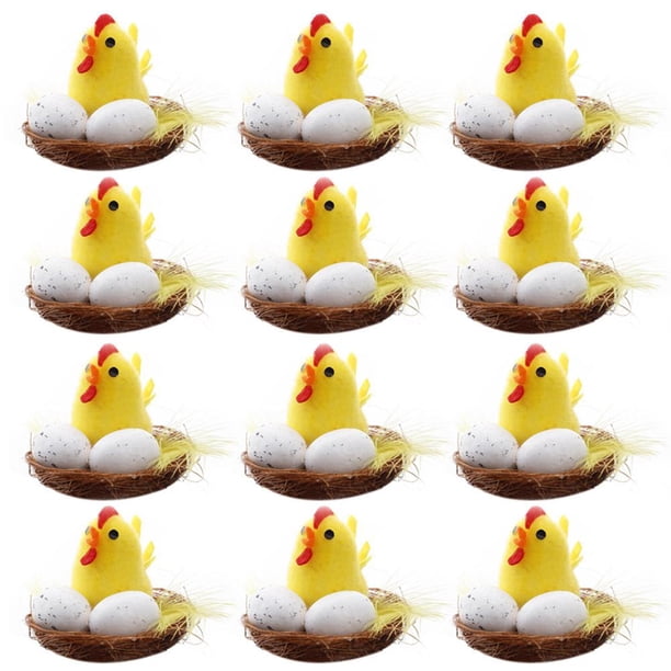 Mini Pollitos De Pascua Amarillo Decoración De Pascua Juguete Simulación Mini Pollitos Primavera Hogar Jardín Decoración Fiesta Favores Y Regalos Para Niños 12 Uds Inevent HA034555-00