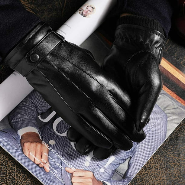 gants homme doubles polaire compatibles ecran tactile noir homme