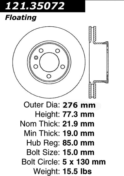 Centric Parts 121.35072 C-Tek Standard Brake Rotor 